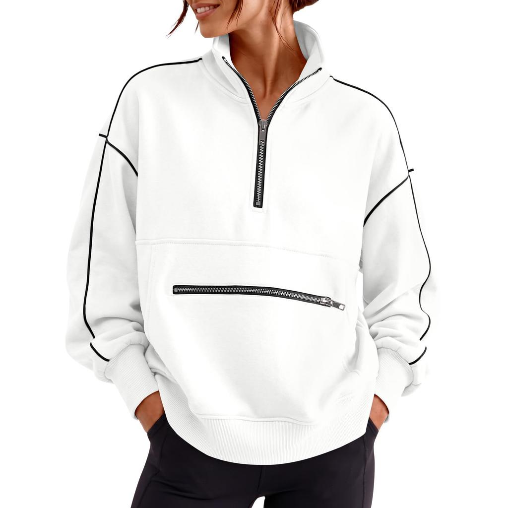 Women's Loose Fit Button Sweatshirt Soft Pullover with Pockets