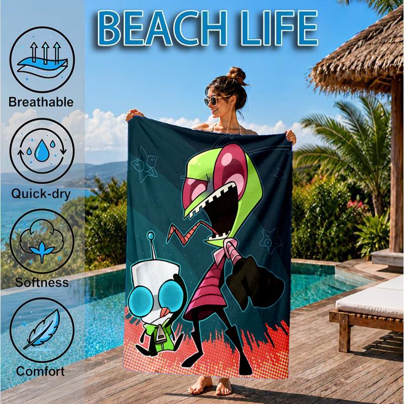 Alien Invasion Pattern Beach Towel, Microfiber Beach Towel, Perfect For Pool, Beach, Travel, Home Decor Beach Party Fan Gifts