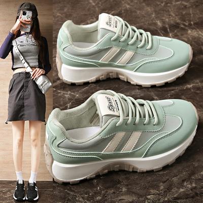 Women's PU Breathable Casual Walking Running Shoes Platform Fashion Sneakers Lace Up Slip On Sports Gym Tennis Shoes Comfortable Sneaker for Women