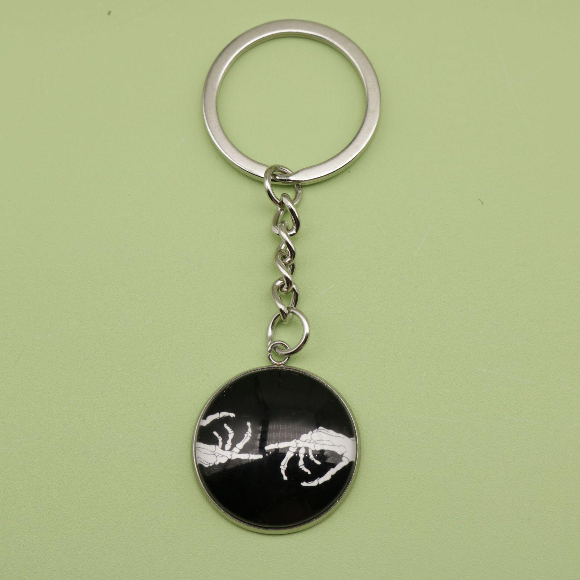 Time Gem Handshake Keychain Pendant серебряный