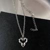Y2K Flail Fire Heart Teeth Pendant Necklace for Women Men Charm Necklace Grunge Punk Fashion Zircon