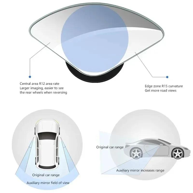 NEW 2PCS Car Side Mirrors Blind Zone Mirrors 60 Degree Wide Angle Additional Spherical Dead Zone Mirrors On Regular