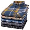 New Male Men Plaid Shirts 100% Cotton Brushed Fabric Long Sleeve Classical Checked Design Striped Business Casual with Pocket Regular Fit