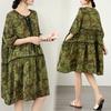 DIMANAF New 2026 Women Plus Size Summer Long Dress Sundress Loose Oversize Maxi Lady Floral Cotton Dress Green