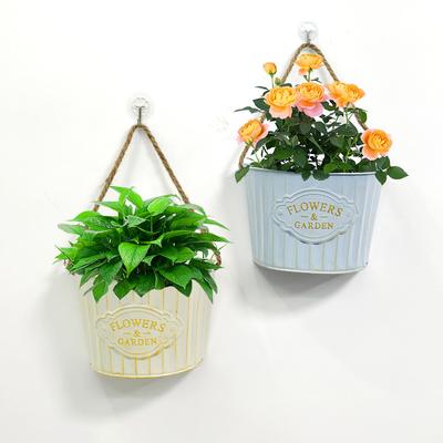 Vintage Metal Flowerpot, Garden Container, Semi-circular Hanging Basket, Flower Basket, Wall Decoration, Garden Courtyard, Balcony Hanging Flowerpot