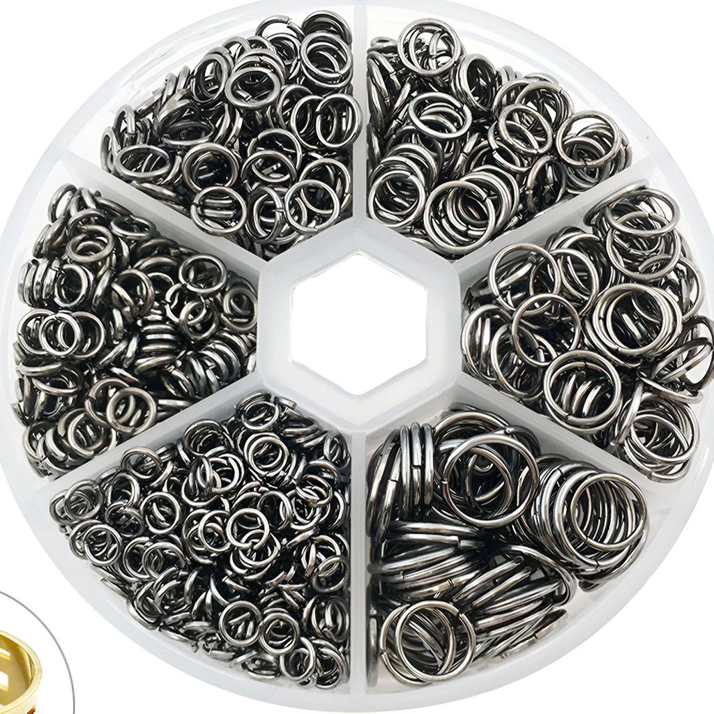 Mehrfarbiges Eisen Biegeringe Set - 6 Fächer mit Öffner für DIY Schmuck