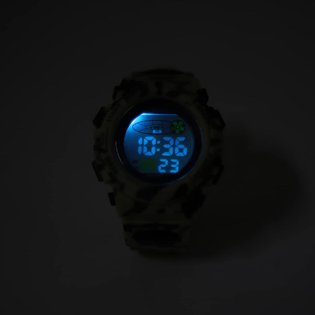 Men's Camouflage Digital Chronograph Watch with Waterproof ABS Case for Outdoor Use (Green)