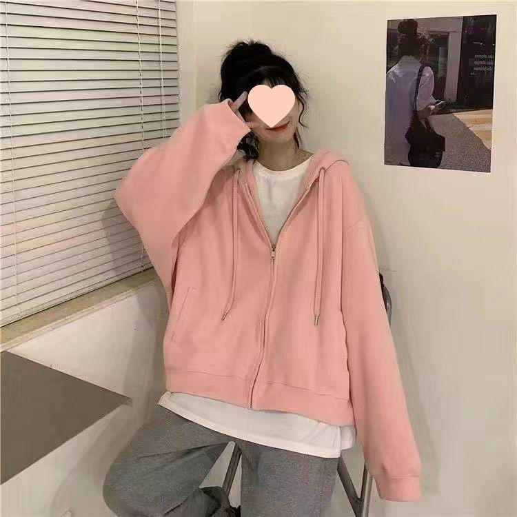 Women's Trendy Hooded Zip-Up Sweatshirt - Petite, Lightweight, Casual Cardigan for Spring and Autumn