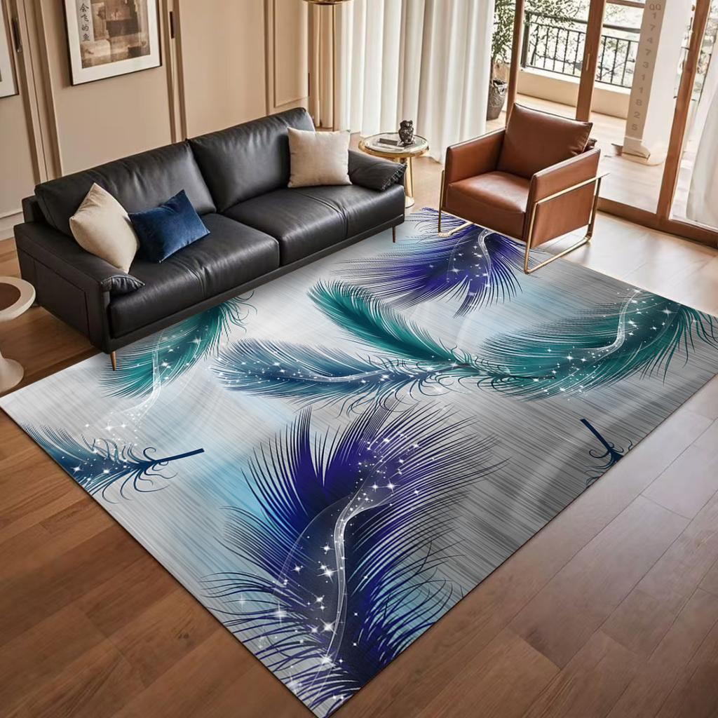 Modern Light Luxury Decoration Home Carpet Living Room Plant Pattern Non-slip Room Decor Rug Soft Easy Clean Entrance Door Mat