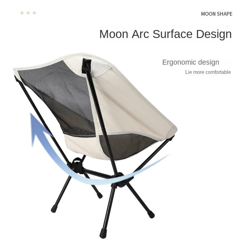 Outdoor Folding Chair Portable Moon Chair Fishing Stool Art Painting Chair Breathable Mesh Backrest Chair Beach Picnic Chair