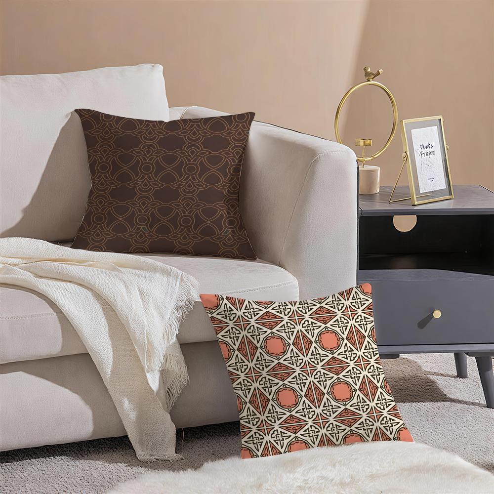 Chinese-Style Copper Coin With Circular Patterns Cushion Cover Linen Cushion Cover Soft Decorative Case For Sofa Home Decor