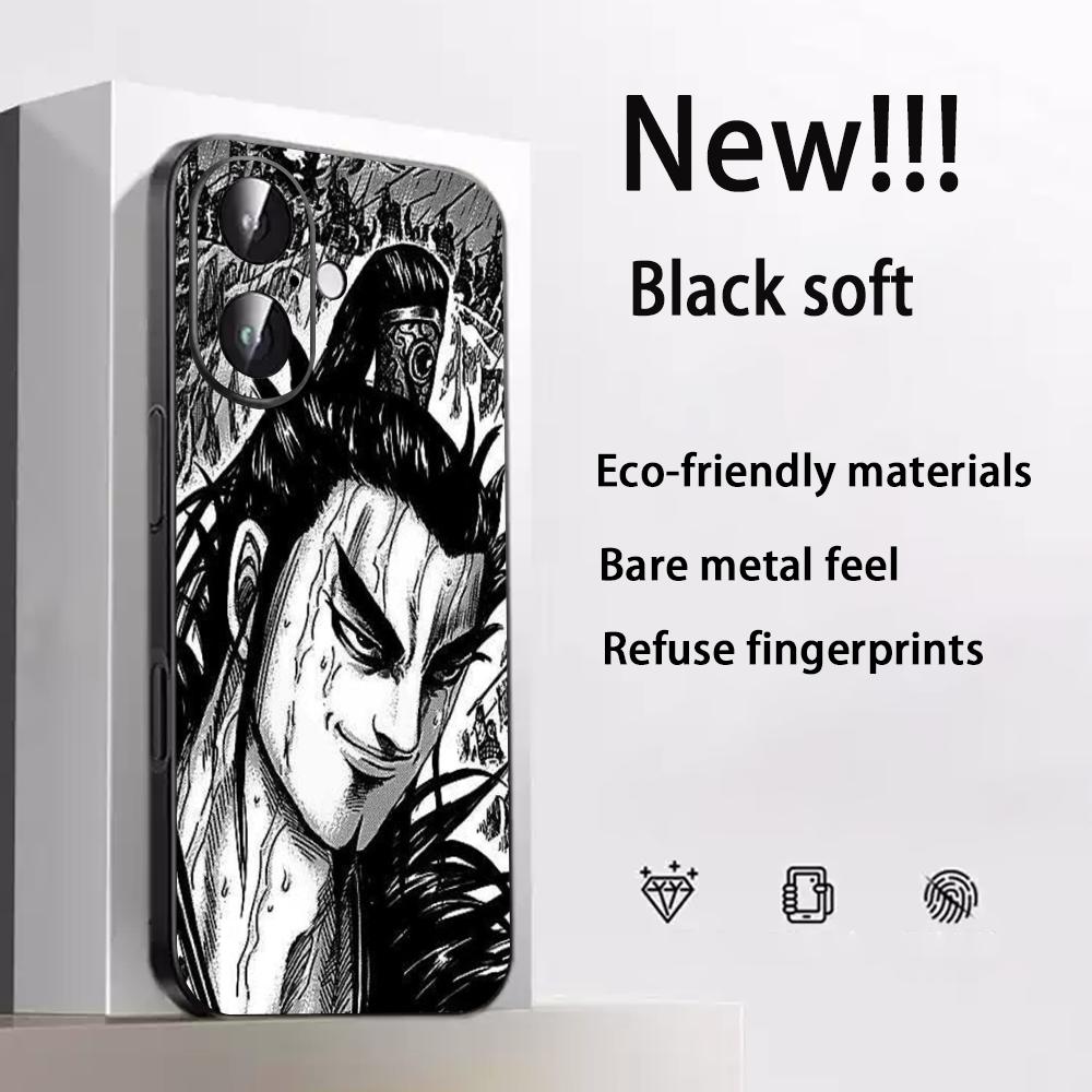 Kingdom Kanki Japan Anime Pattern Phone Case For iPhone 17 16 16e 15 14 13 12 Plus Mini Pro Max Soft Black Shockproof Cover