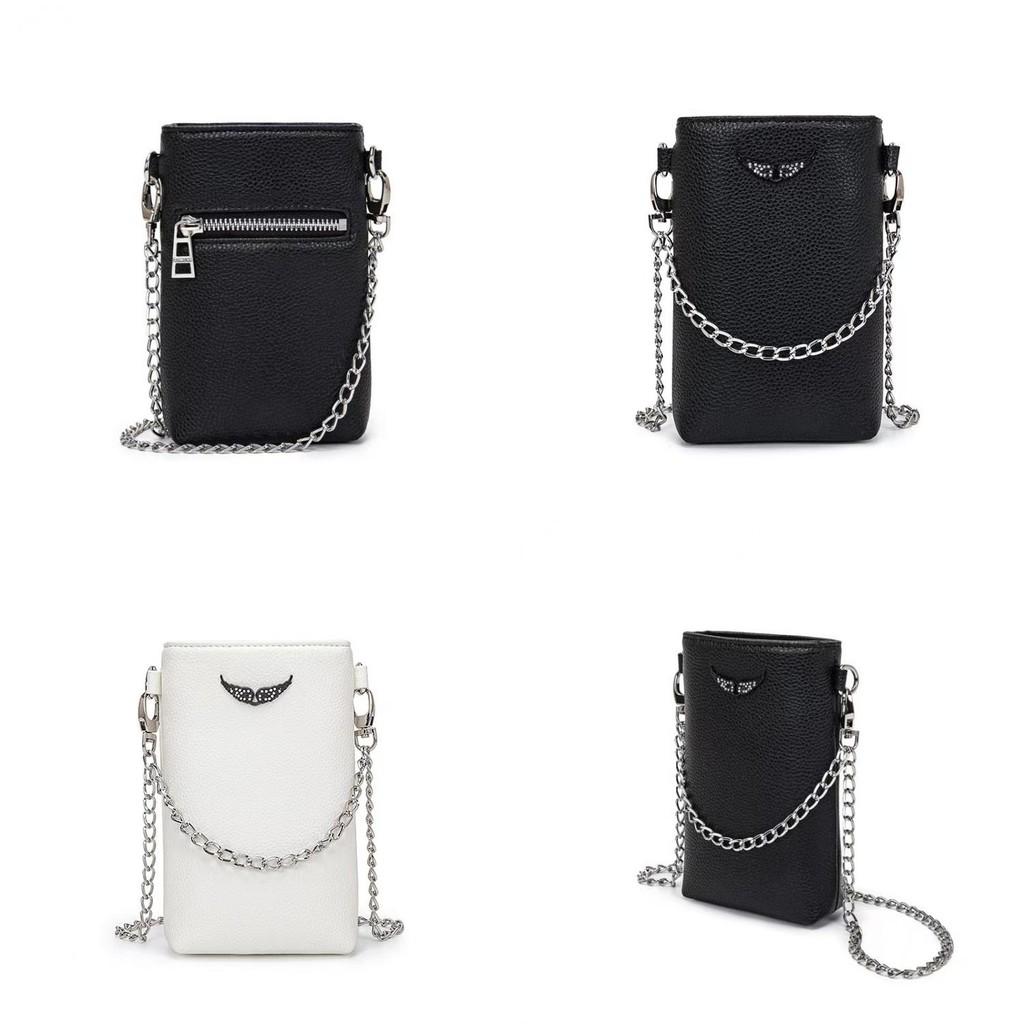 Shoulder Crossbody Simple Bag With Chain And Wing Rhinestone Decor For Daily