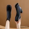 Hohe kleine Stiefeletten Damen Herbst Vierjahreszeiten Einzelstiefel Samt Dünne Stiefel Weiß Dicke Absätze Koreanische Kleine Knöchelhohe Stiefel