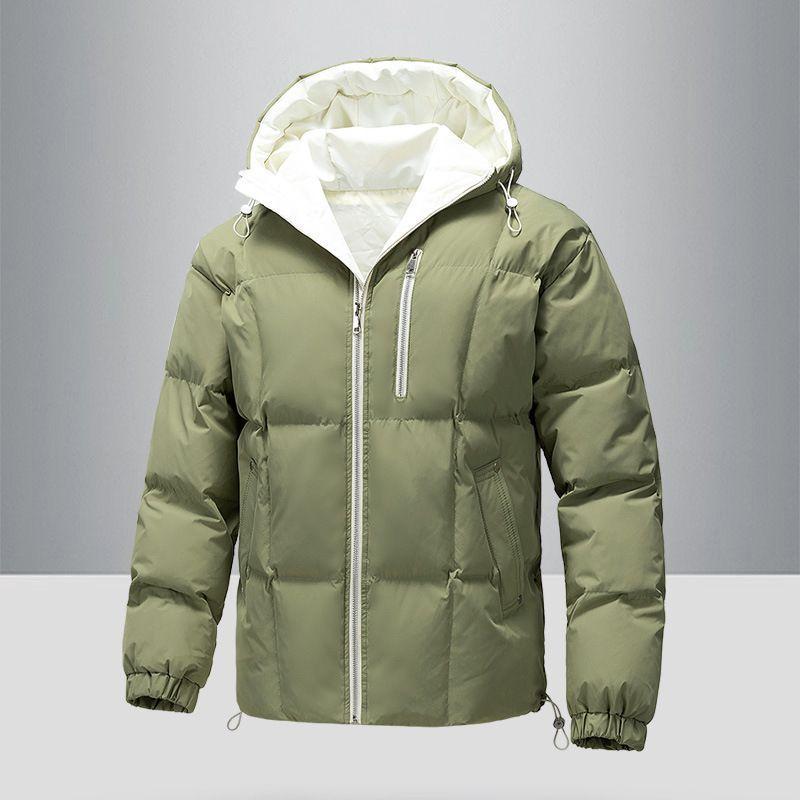 

Winter Large Size Clothes Men s Winter Removable Hat Cotton-padded Clothes Men s Clothing Young Students Thickening Trend 4XL армія зелений колір