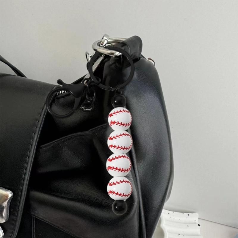 Baseball Volleyball Beaded Keychain Sport Themed Keychain Key Holder Keyring Accessory for Bag Charm Keychain Decoration