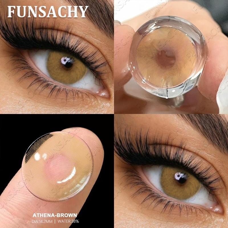 

FUNSACHY 1 Pair Natural Gray Eye Contacts Colored Pupil for Eyes 14.2mm Brown Lens Blue Green Color Softlens Yearly Cosmetics 0