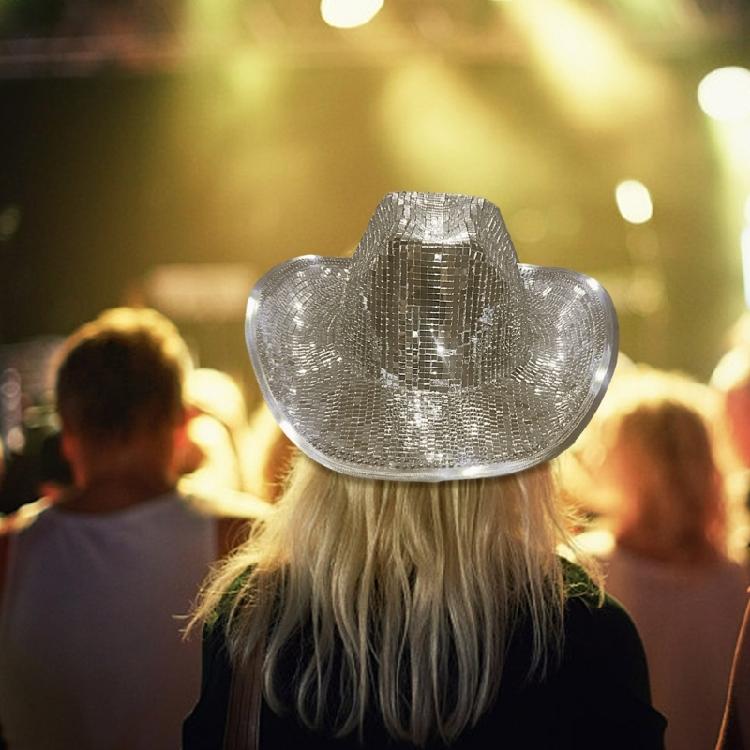 Glitter Mirror Disco Cowboy Hat Stunning Disco Balls Hat Mirror Hat DJs Hat