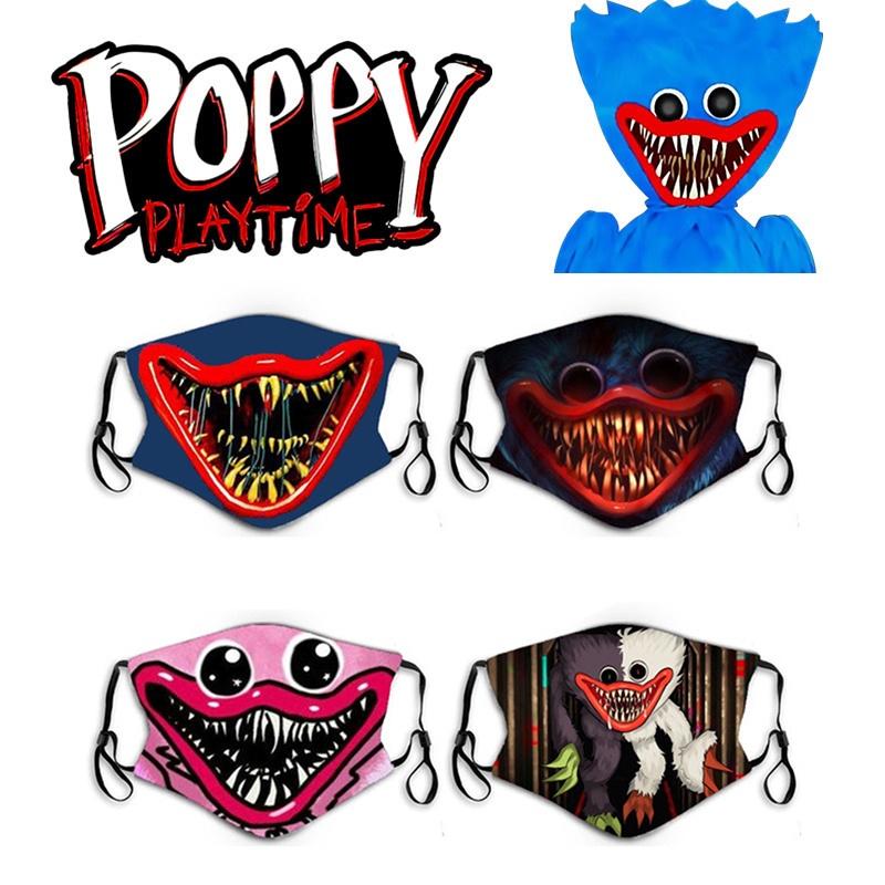 Masca de Față din Bumbac de Halloween Poppy Playtime Huggy Wuggys Pentru Adulți, Ajustabilă, Respirabilă