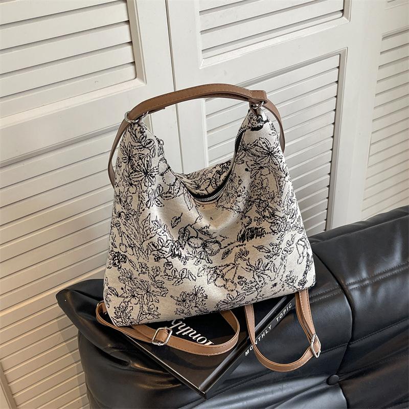 Casual Large-capacity Cloth Bag, New Women's Bag, Commuter Shoulder Messenger Bag, College Student Tote Backpack.