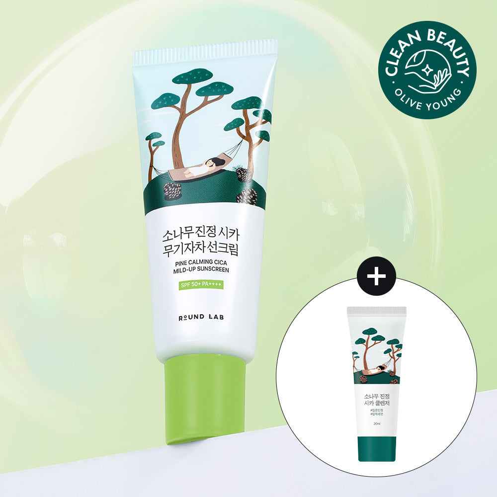ROUND LAB Pine Calming Cica Mineral Sunscreen 40ml (+Pine Cleanser 10ml)