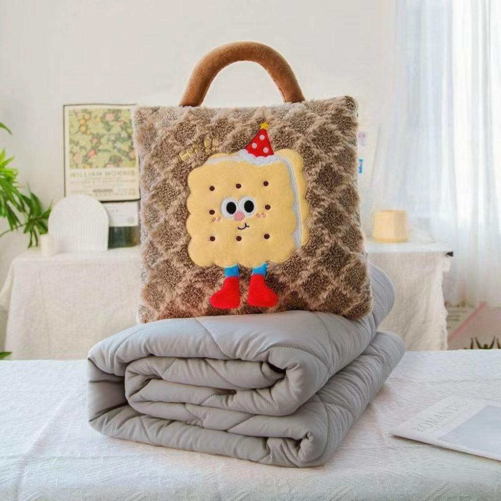 Cartoon Portable Pillow Quilt 2-in-1 Pillow Blanket Office Nap Pillow Car Folding Dopamine Pillow