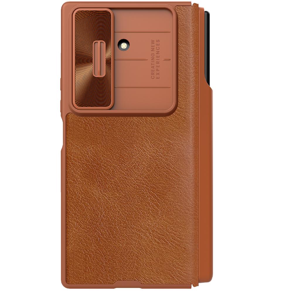NILLKIN Qin Pro Series for Samsung Galaxy Z Fold7 5G Case with Card Slots Leather Phone Cover with Stylus