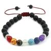 Seven Chakra Volcanic Stone Bead Bracelet: European-American Yoga Jewelry