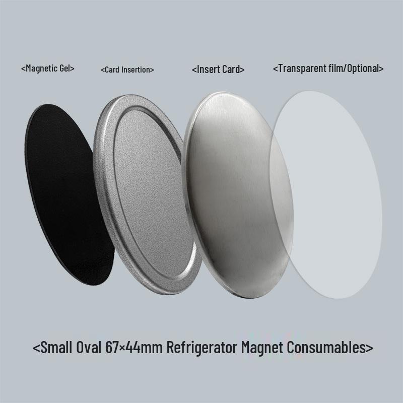 Small Oval Tinplate Refrigerator Magnet, Rustproof DIY Advertising Gift Blank (67x44mm)