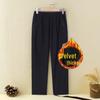 2026 High-Waisted Straight-Leg Pants for Middle-aged & Elderly Women - Spring, Autumn, Winter Velvet-Lined
