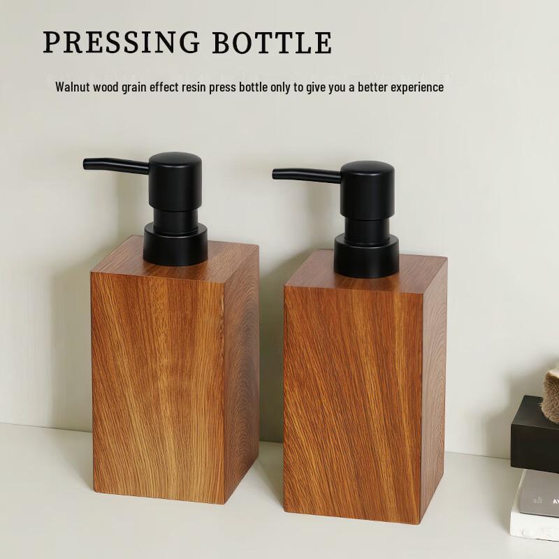 Qianzique Wood Grain Resin Dispenser Bottle