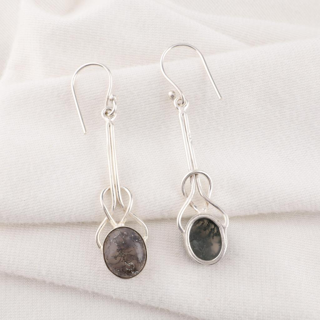 Moss Agate Gemstone Jewelry, 925 Solid Sterling Silver Earrings, Beautiful Handmade Silver Earrings Gift For Love Jewelry Dainty Earrings