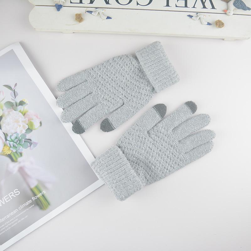 Cycling Cold-proof and Warm Fleece Thickened Touch-screen Knitted Wool Gloves