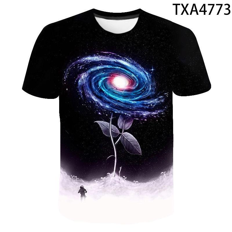 Nové Astronaut Vesmír Mléčná dráha Vesmír Planeta 3D Tištěné Tričko Léto Chlapci Dívky Děti Tričko s krátkým rukávem Dětská Streetwear
