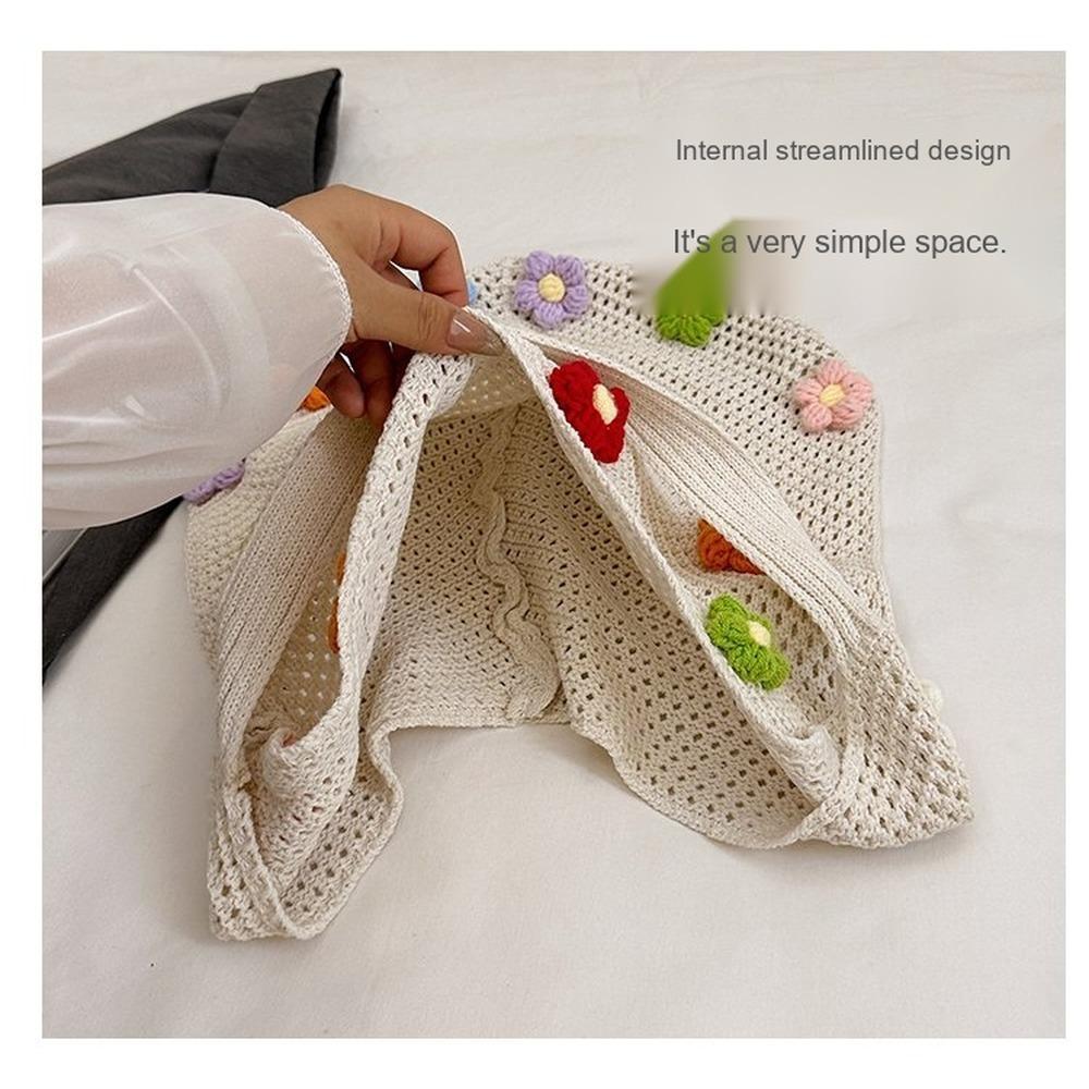 Large capacity hollow knitted bag, fashionable and trendy commuting tote bag, yarn knitted vacation beach bag, single shoulder crossbody bag