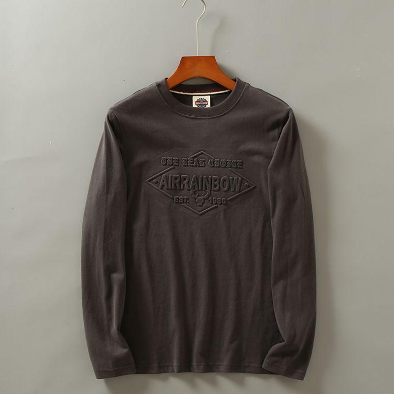Cattle Goods Cotton Export Original Base Shirt Long-Sleeved T-shirt Iron Ash 3XL