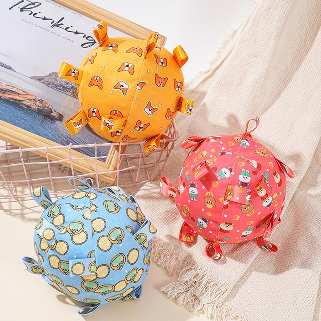 Squeaky Plush Dog Toy Ball With Bell Soft Chewable Interactive Puppy Toys for Small Medium Dogs Cute Animal Design 15cm