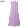 ZANZEA Women Casual Round Neck Sleeveless Long Dress