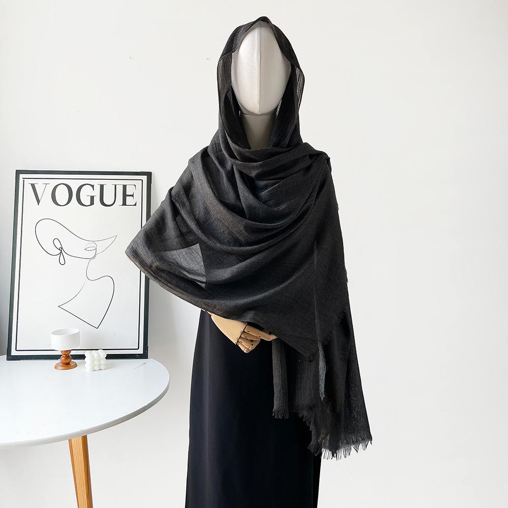 Summer versatile cotton and linen scarf shawl lengthened solid color yarn shawl sunscreen shawl simple scarf silk scarf women