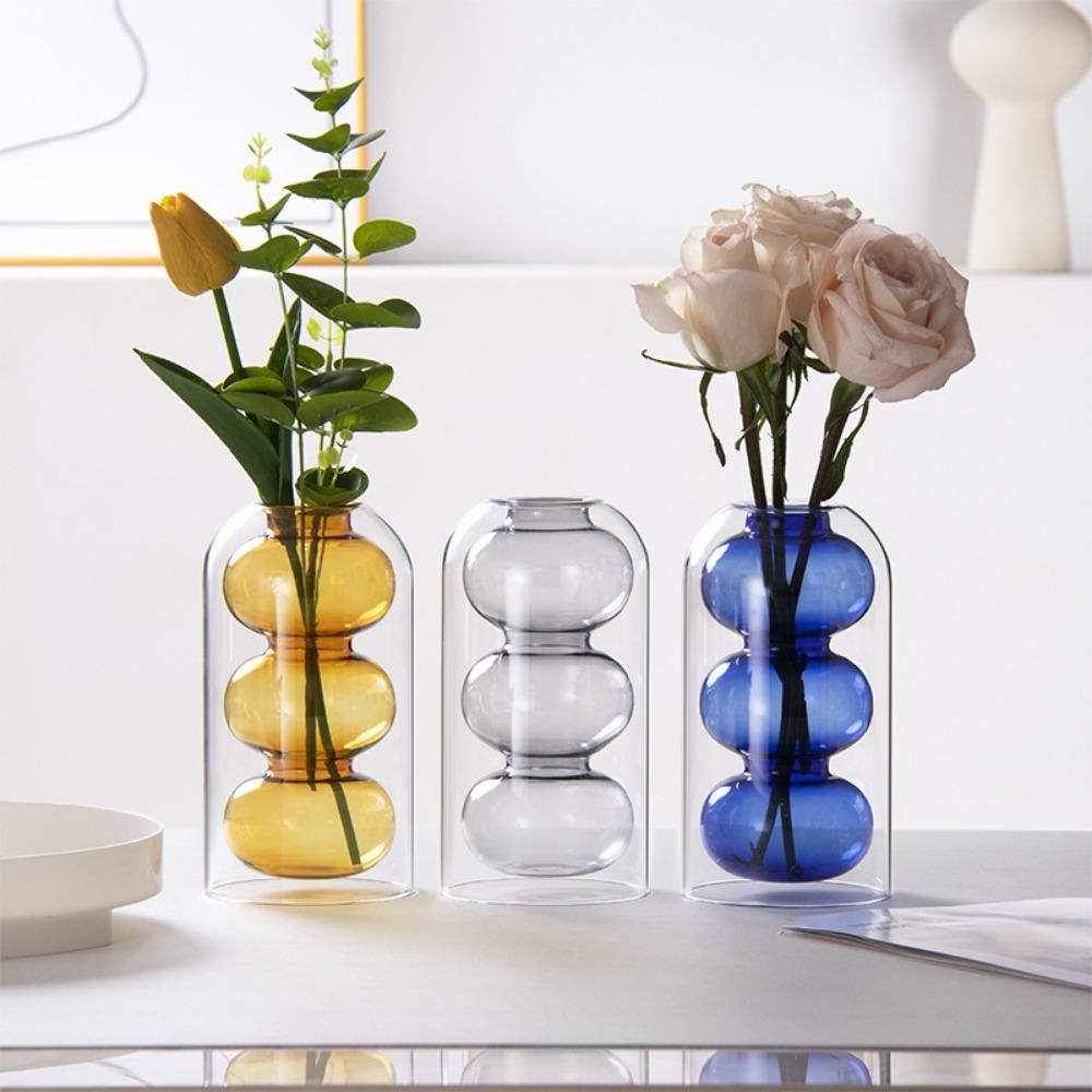 Modern Simple Glass Vase Home Decoration Accessories Hydroponic Vases for Flowers Terrarium Transparent Home Decorative