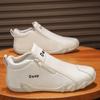 Side Zippers Men Shoes Fashion Breathable Flat Shoe High-top Leather Casual Shoes Solid Color Outdoor Walking Shoe Sneakers Male
