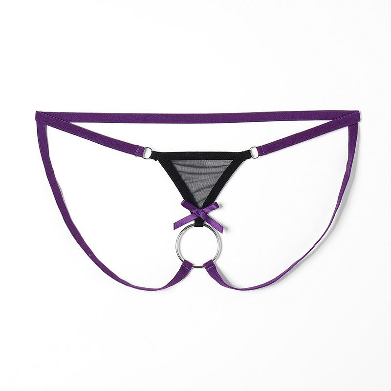 Men Sissy Lingerie Crotchless Metal O-Ring Thong Low Rise Exotic Bikini Penis Hole G-String Exposed Cock Crossdresser Underwear