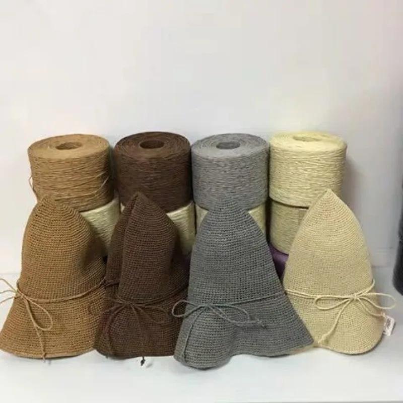 250g Fine Flat Raffia Yarn Wearable Soft Cotton Straw Thread for Hand Knitting Hats Handbags Summer Beach Craft Diy