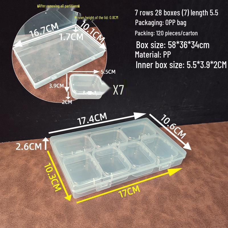 7-Compartment Transparent Storage Box for Electronic Parts and Accessories