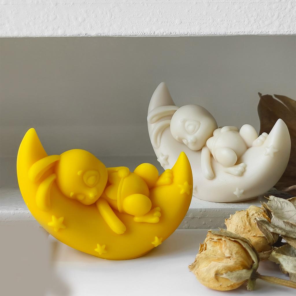 Moon Rabbit Silicone Candle Molds Easy Releasing Moulds Silicone Texture for Creative Candle Making and Unique Gifts