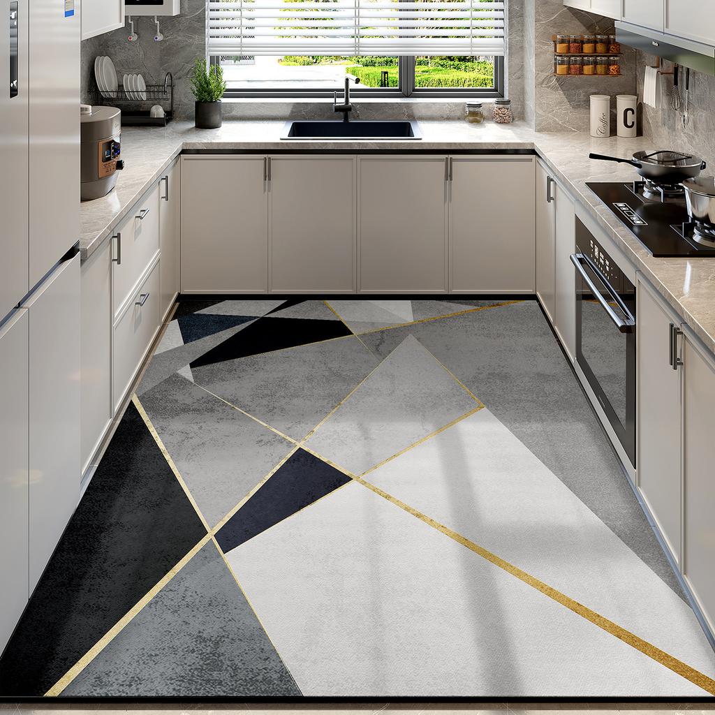 New kitchen floor mat, large-area, full-coverage, stain-resistant, diatomaceous earth, non-slip, water-absorbing, oil-absorbing, quick-drying