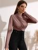 Fall Winter High Neck Folded Detail Versatile Long Sleeve T-Shirt Top