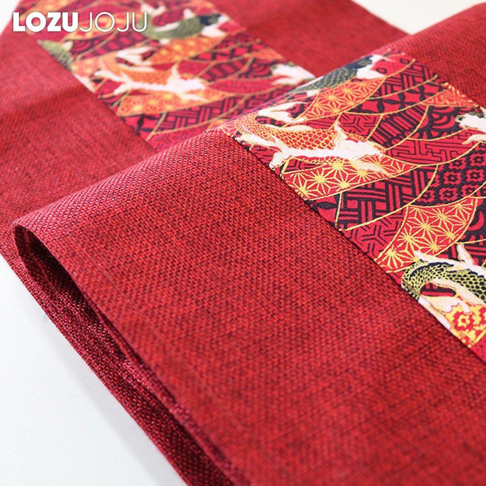 1PC LOZUJOJU Red Chinese Style Festive Retro Cotton and Linen Printed Table Runner for Dining Table Coffee Table Home Decor