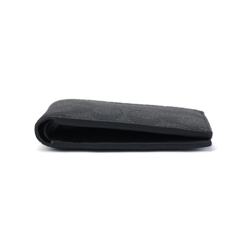 COACH Billfold Wallet 10 Brand Embossed Print Coated Canvas Wallet Small Men's Black black