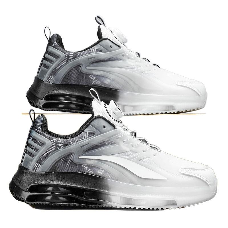 Rotating button men's shoes spring 2025 air cushion shock absorption junior high school students sports shoes teenagers older children running dad s